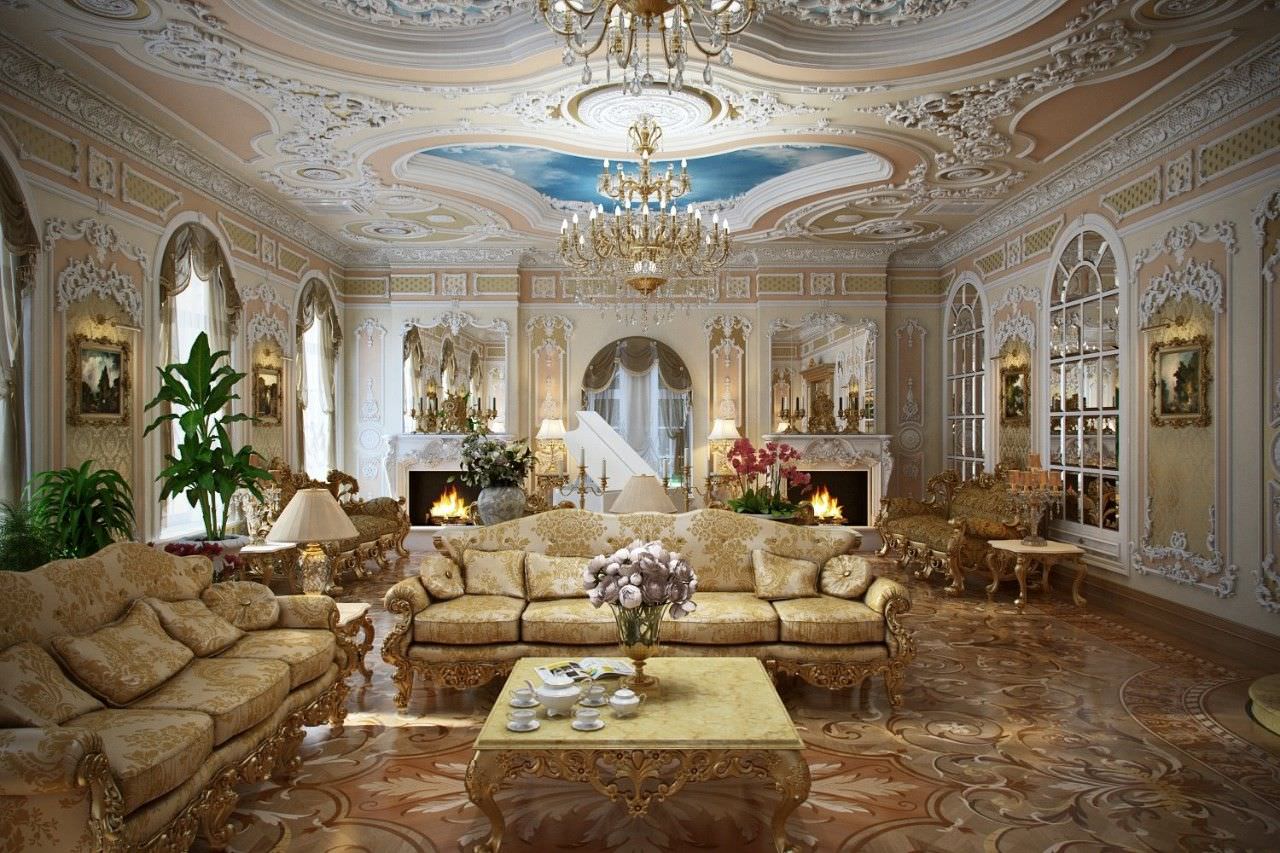 Thiết kế phòng khách cổ điển Châu Âu