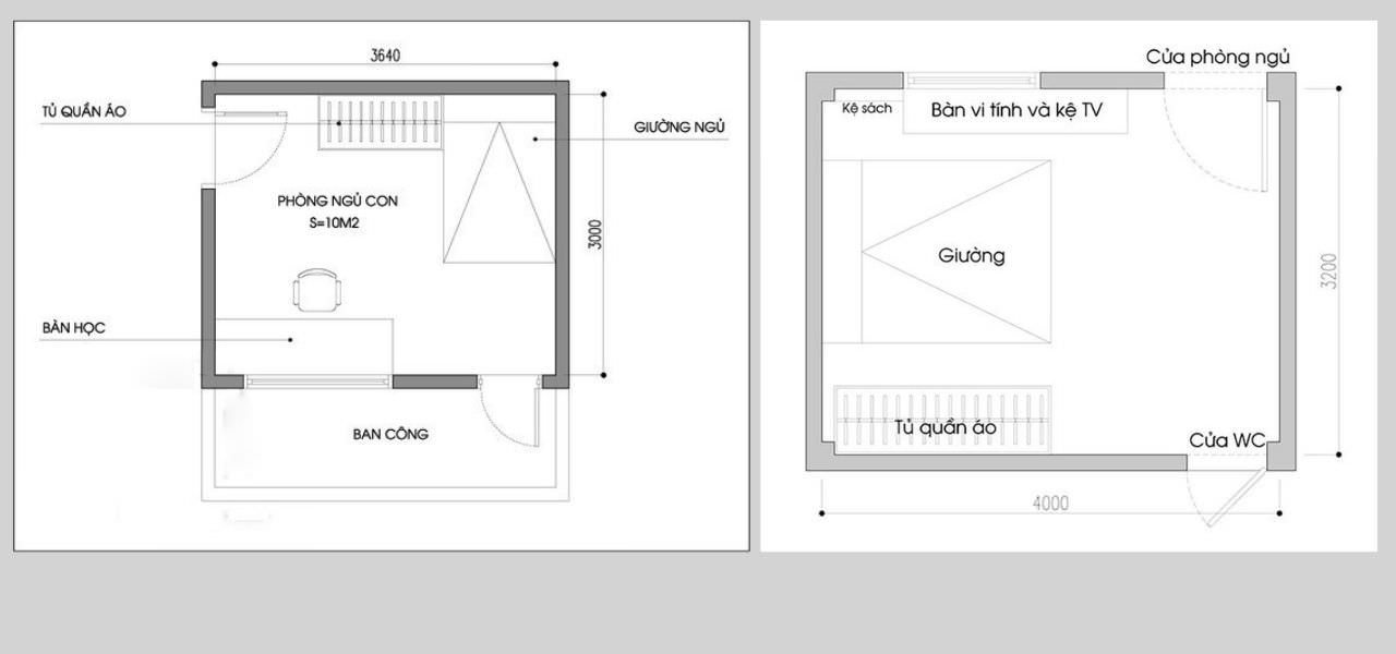 Tổng hợp 2 ý tưởng cho phòng ngủ 10m2 với cách bố trí nội thất khác nhau