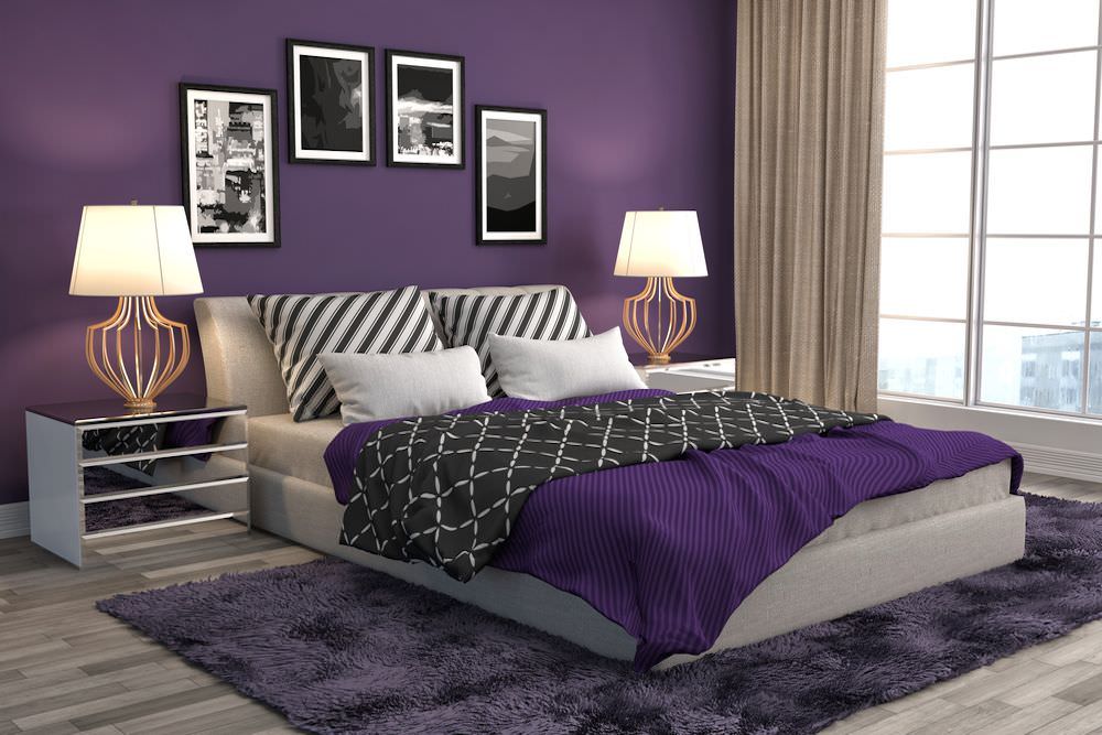 Cách trang trí phòng ngủ cho người mệnh Hoả độc đáo hơn với màu sơn tường đồng bộ với màu chăn và thảm