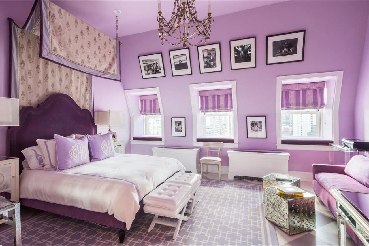 Phòng ngủ màu tím cho người mệnh Hoả phong cách tân cổ điển sang trọng