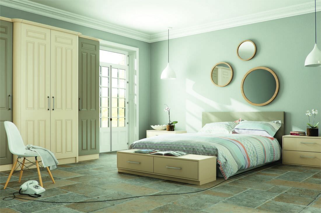 Sự dịu mát trong không gian phòng ngủ với tông xanh bạc hà