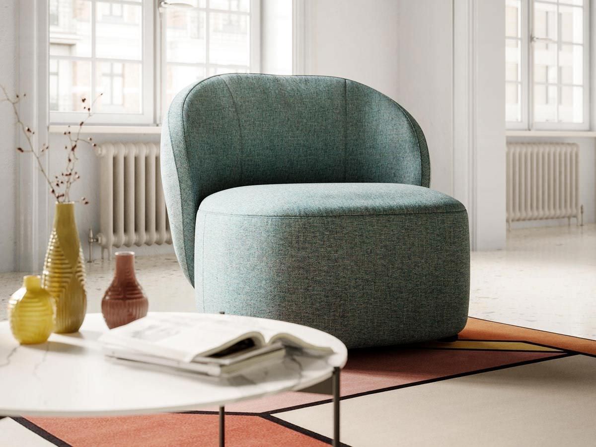 Ghế sofa mini phòng ngủ êm ái màu xanh ngọc với thiết kế lạ mắt