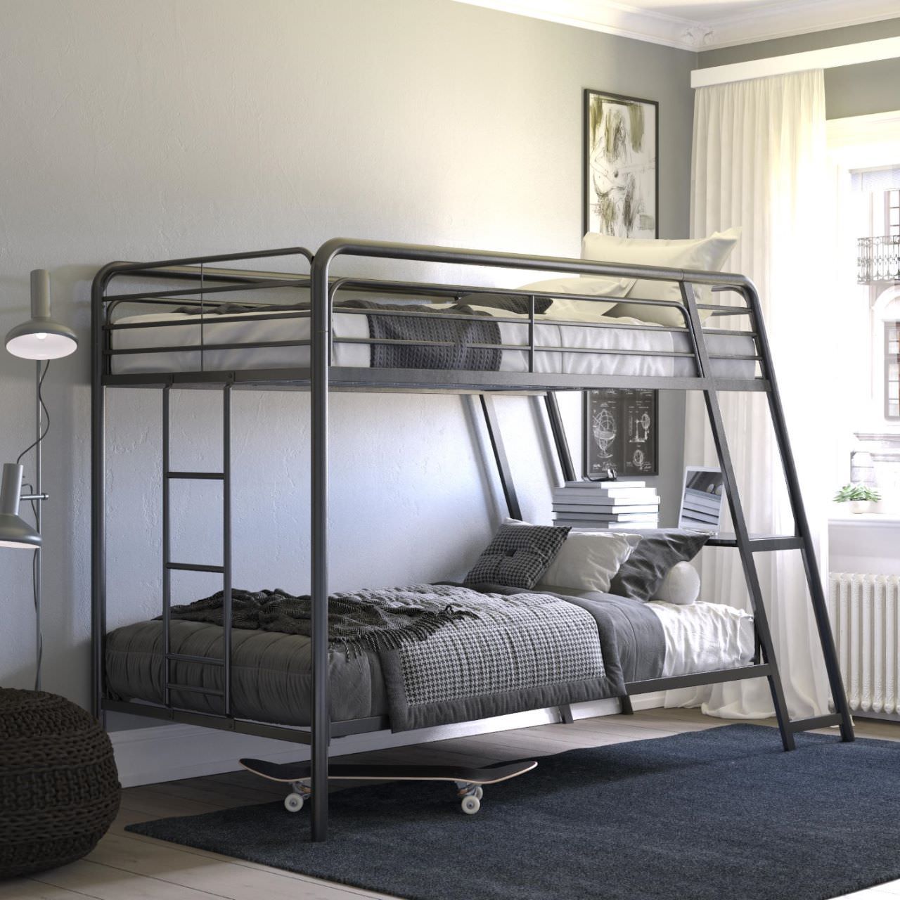 Giường tầng thông minh bằng sắt cho phòng ngủ nhỏ 2 người