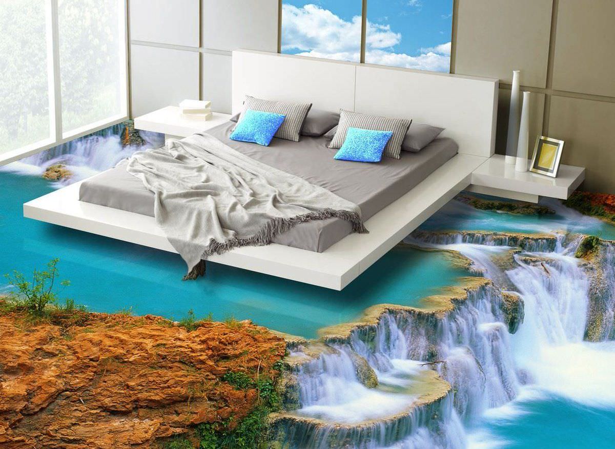 Cuốn hút với mẫu gạch lát nền phòng ngủ 3D phong cảnh 