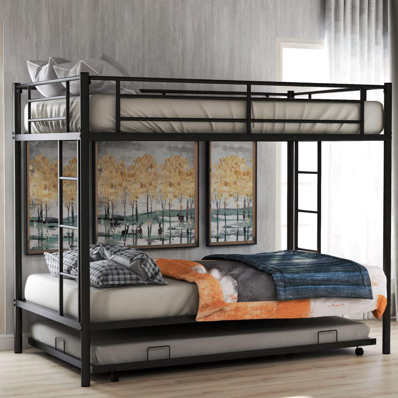 Thiết kế giường tầng truyền thống với khung sắt