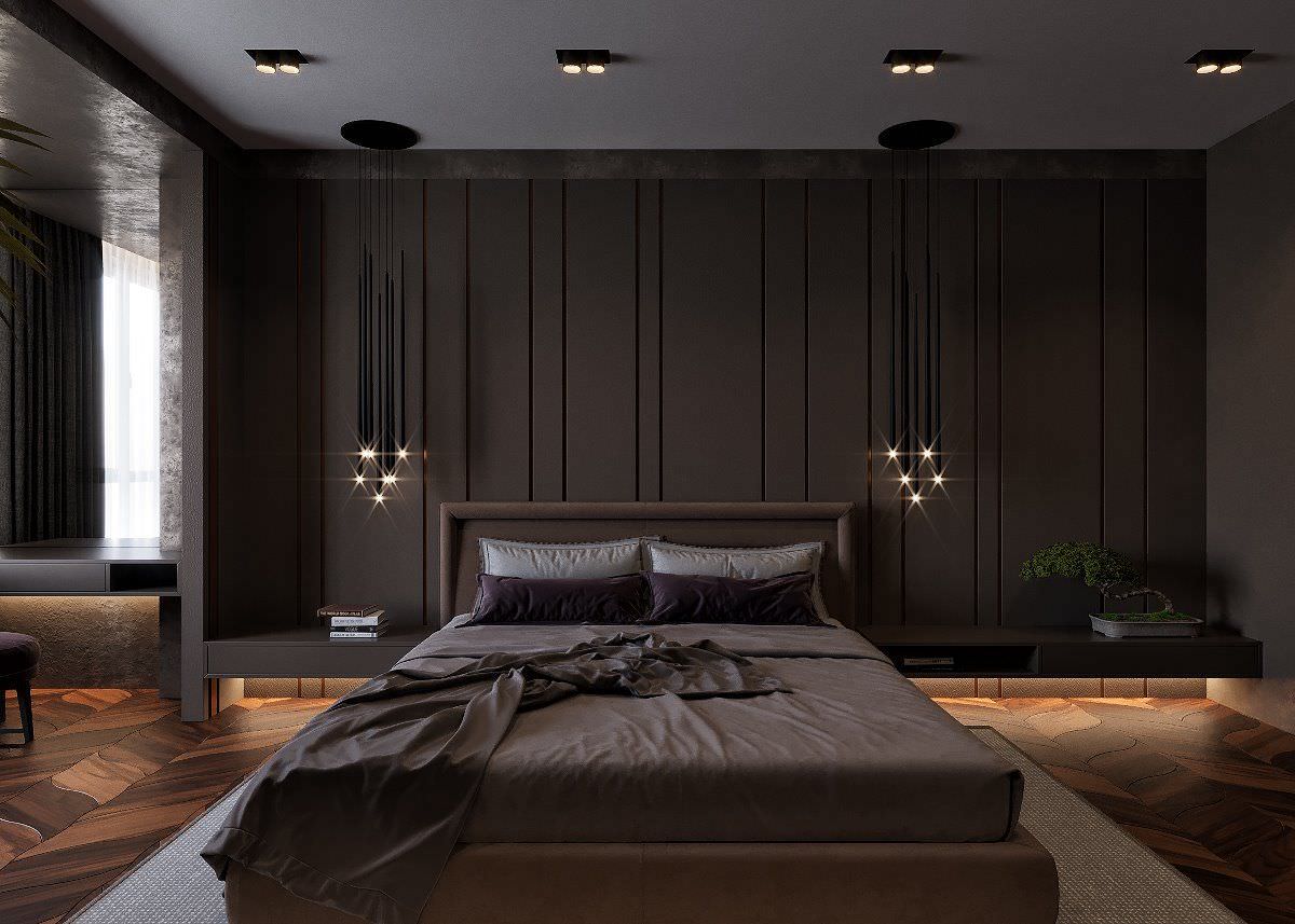 Phòng ngủ màu đen đơn giản