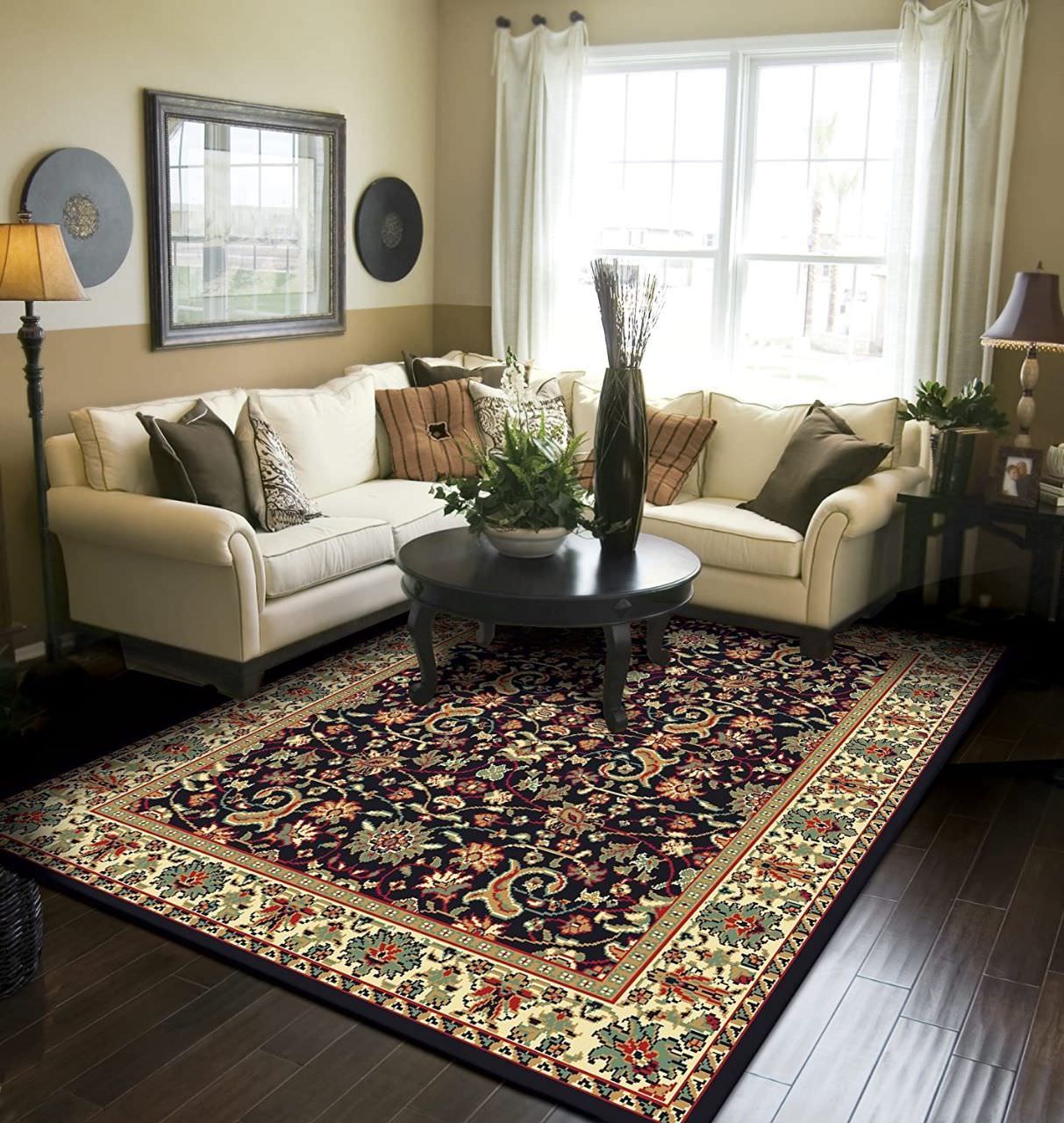Thảm lót sàn hoạ tiết độc đáo mang phong cách vintage cho phòng khách thêm bắt mắt