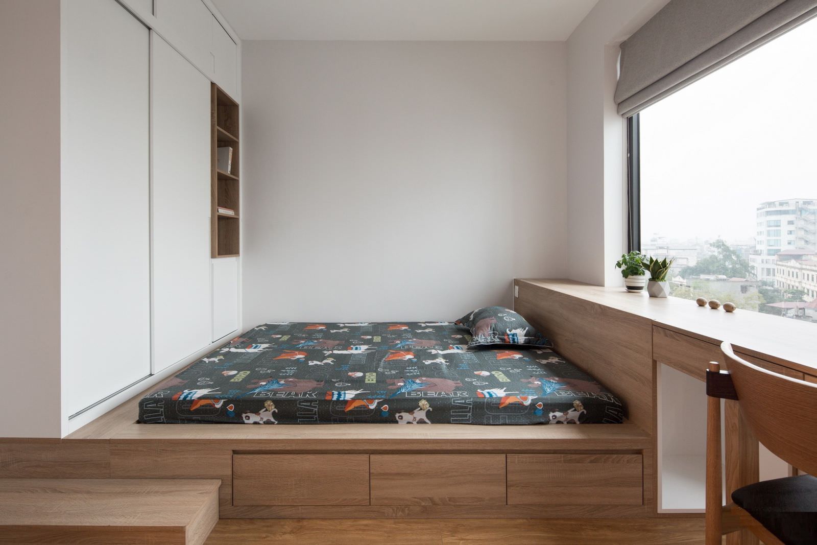 Bộ nội thất đa năng cho phòng ngủ kiểu nhật hiện đại