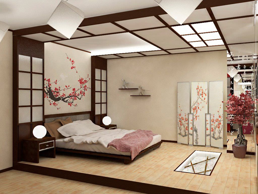 Trang trí tường trượt Shoji trong căn phòng ngủ truyền thống nhật bản