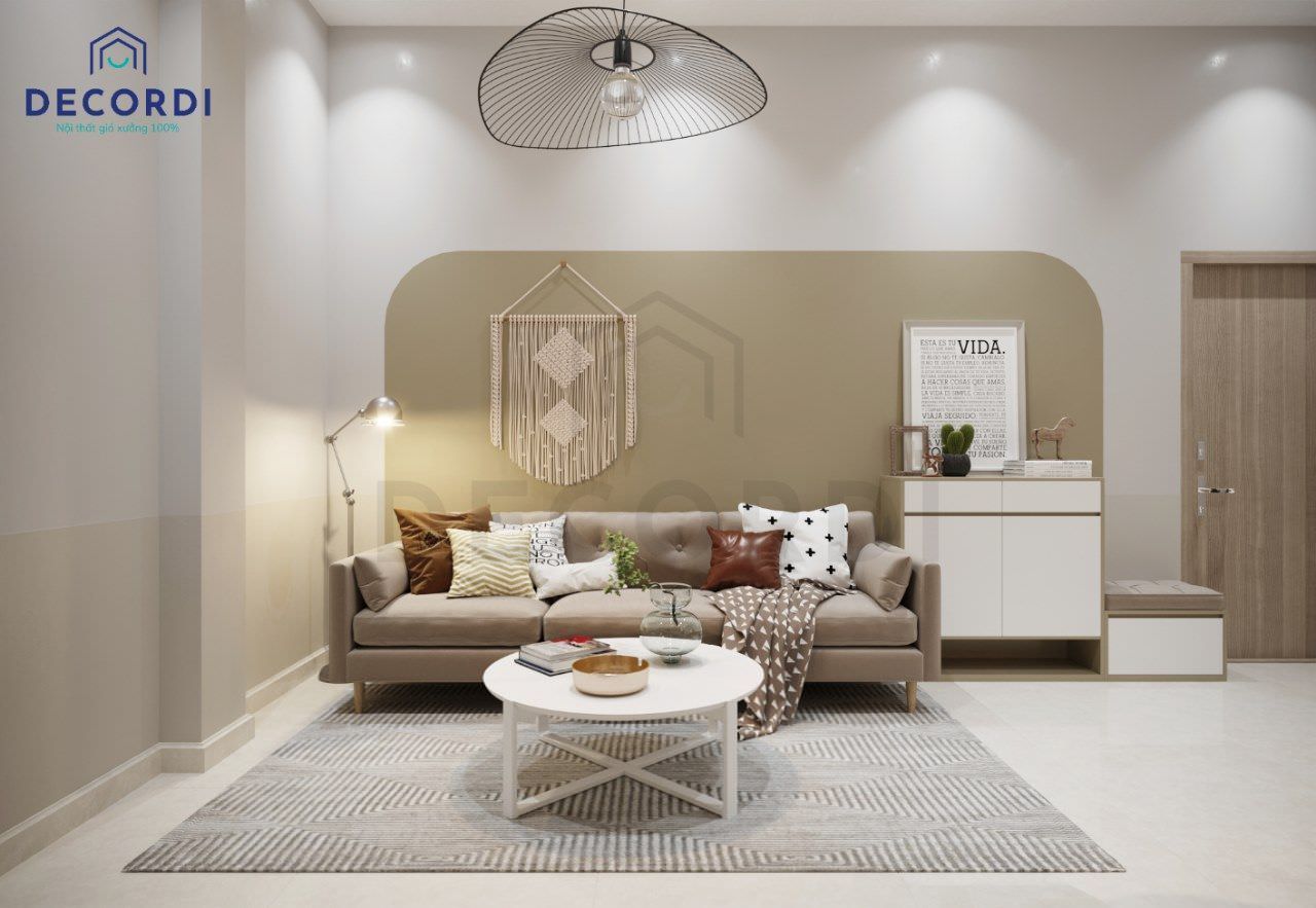 Thiết kế nội thất chung cư hiện đại ấm cúng với tông màu nâu vàng