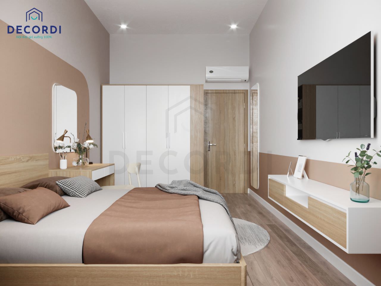 Bộ nội thất phòng ngủ gỗ công nghiệp bền đẹp