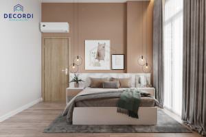 Thiết kế phòng ngủ nhà phố nhỏ đẹp với điểm nhấn là chiếc giường lớn êm ái cho không gian thêm nhẹ nhàng
