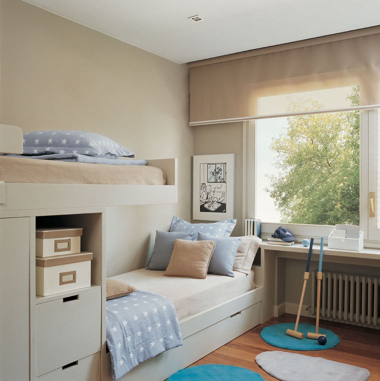 Bố trí giường tầng cho phòng ngủ hẹp dài mà vẫn đảm bảo tiện nghi