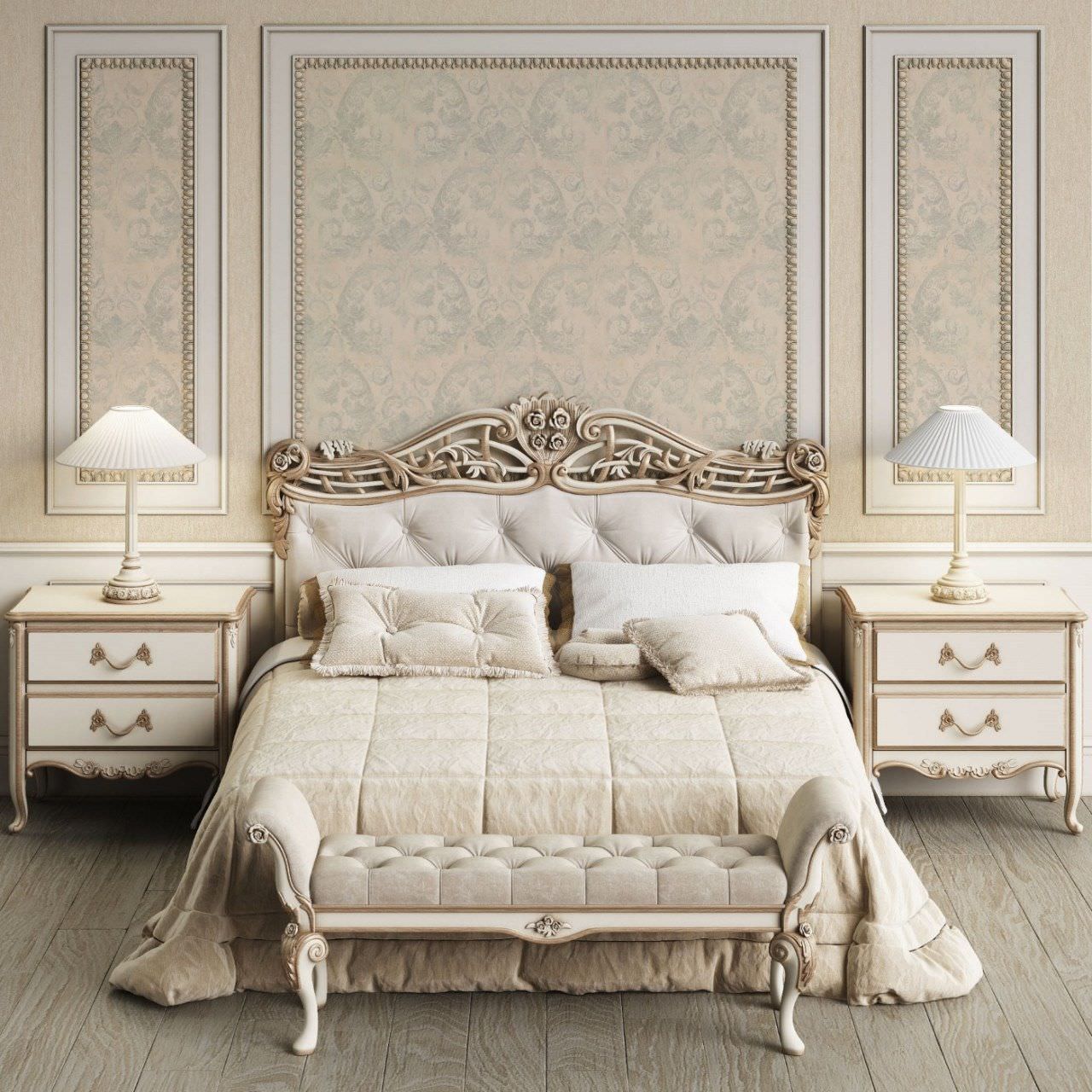 Nội thất phòng ngủ phong cách tân cổ điển luôn được khắc họa đường nét mềm mại