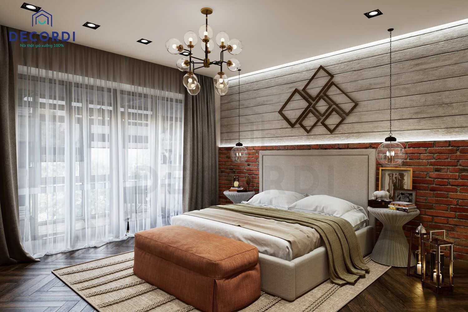 Thiết kế phòng ngủ 25m2 ấm cúng với phong cách vintage cùng các chi tiết trang trí mang màu sắc hoài cổ