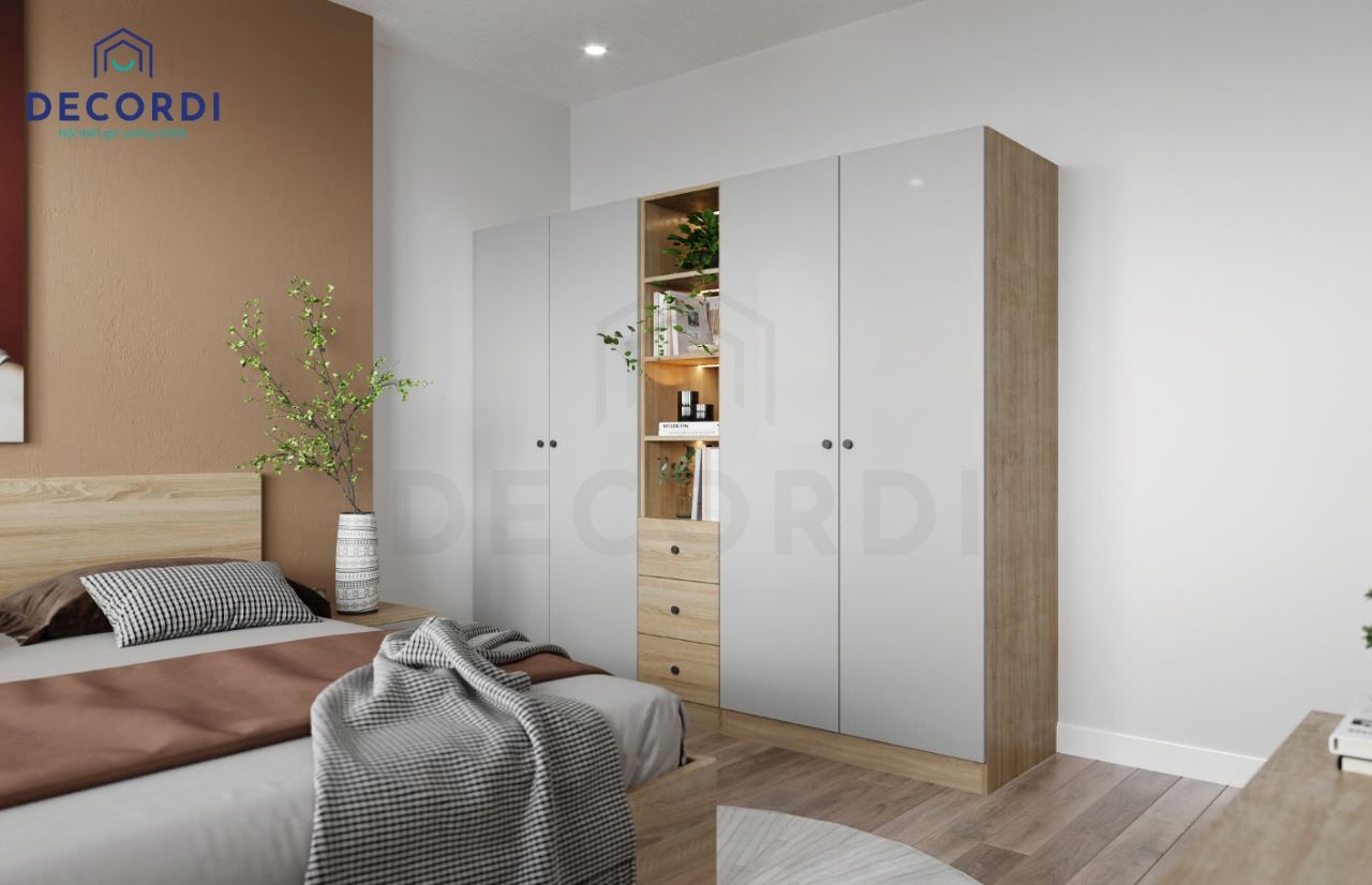 Thiết kế phòng ngủ màu nâu kết hợp nội thất hiện đại