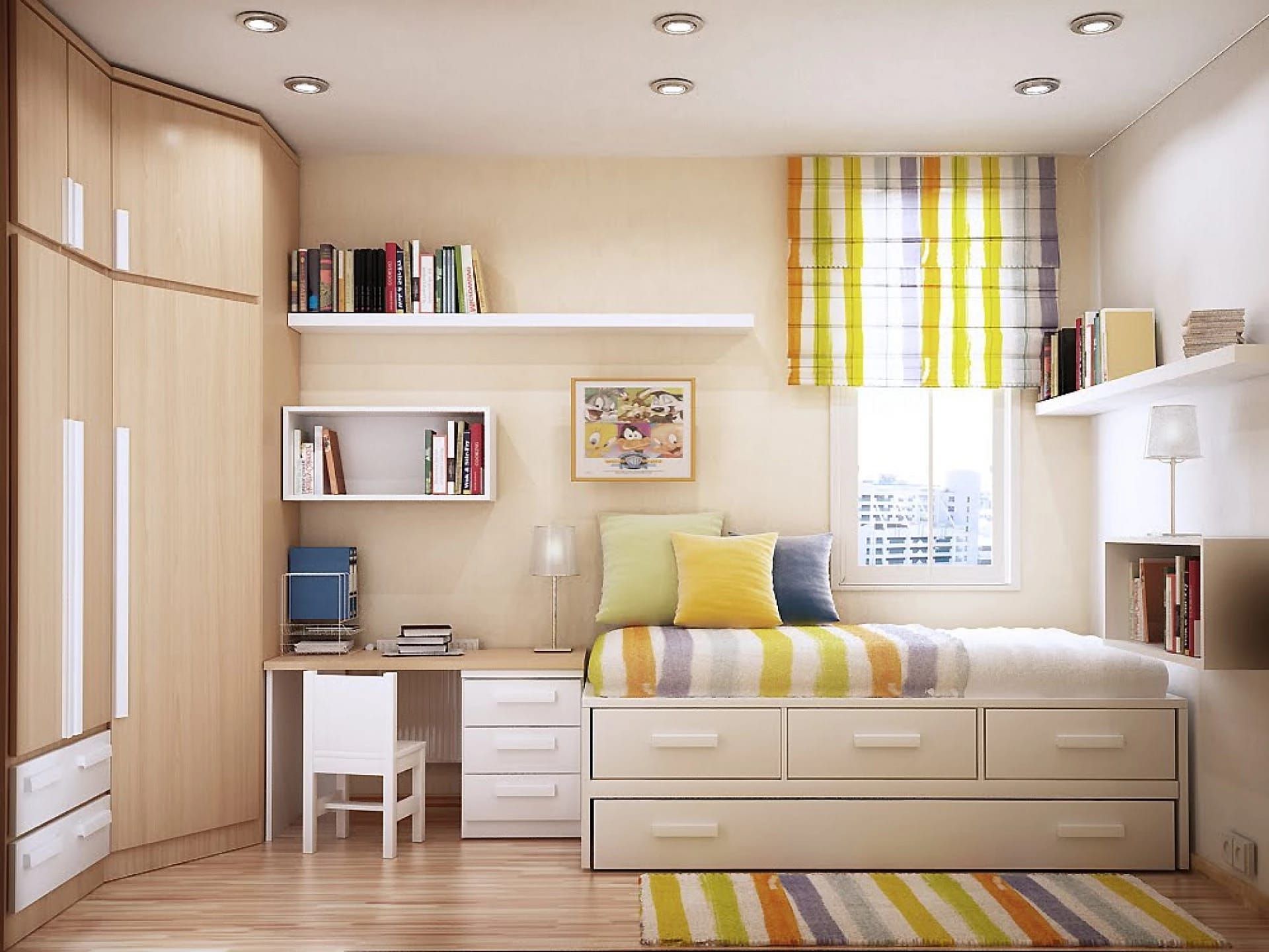 Cách bố trí phòng ngủ nhỏ tiện nghi với bộ nội thất đa năng