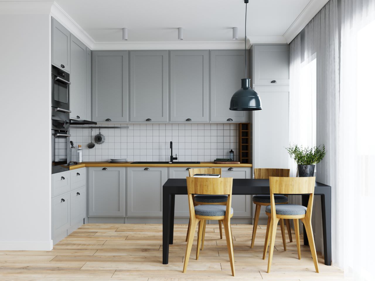 Tủ bếp âm tường thích hợp với không gian chung cư nhỏ