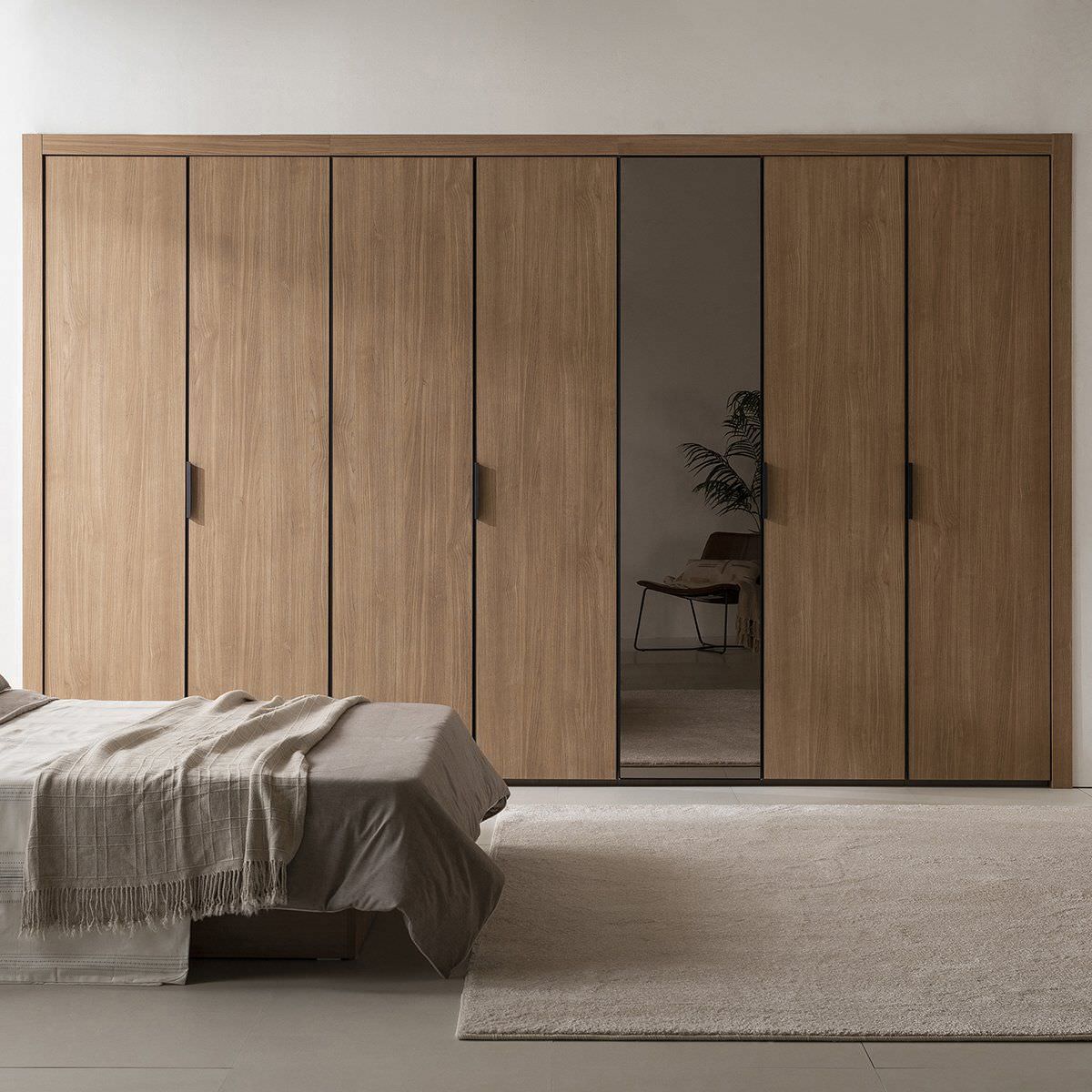 Thiết kế tủ âm tường phòng ngủ chất liệu gỗ tự nhiên đẹp