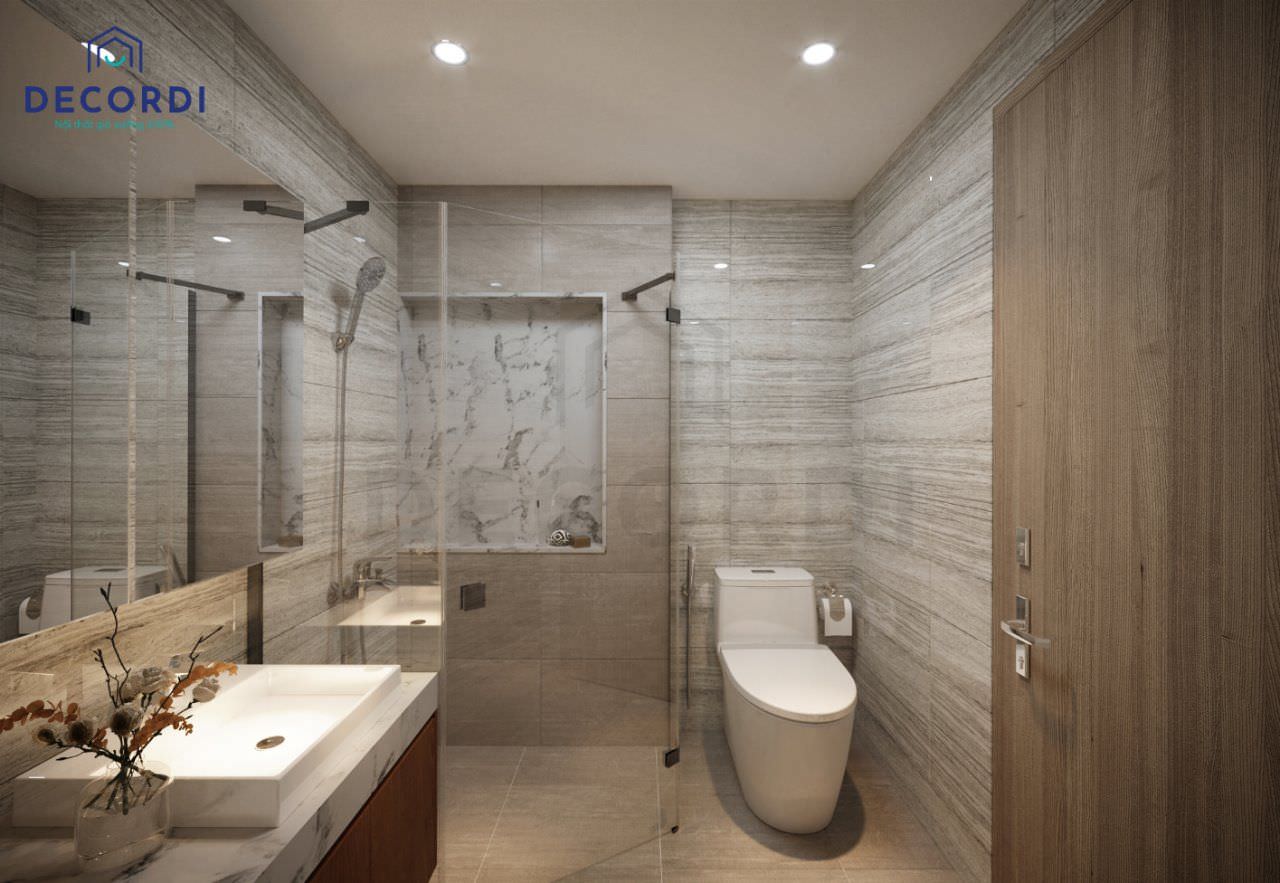 Nhà vệ sinh tiện nghi được bố trí nhà tắm đứng dễ sử dụng cho gia chủ