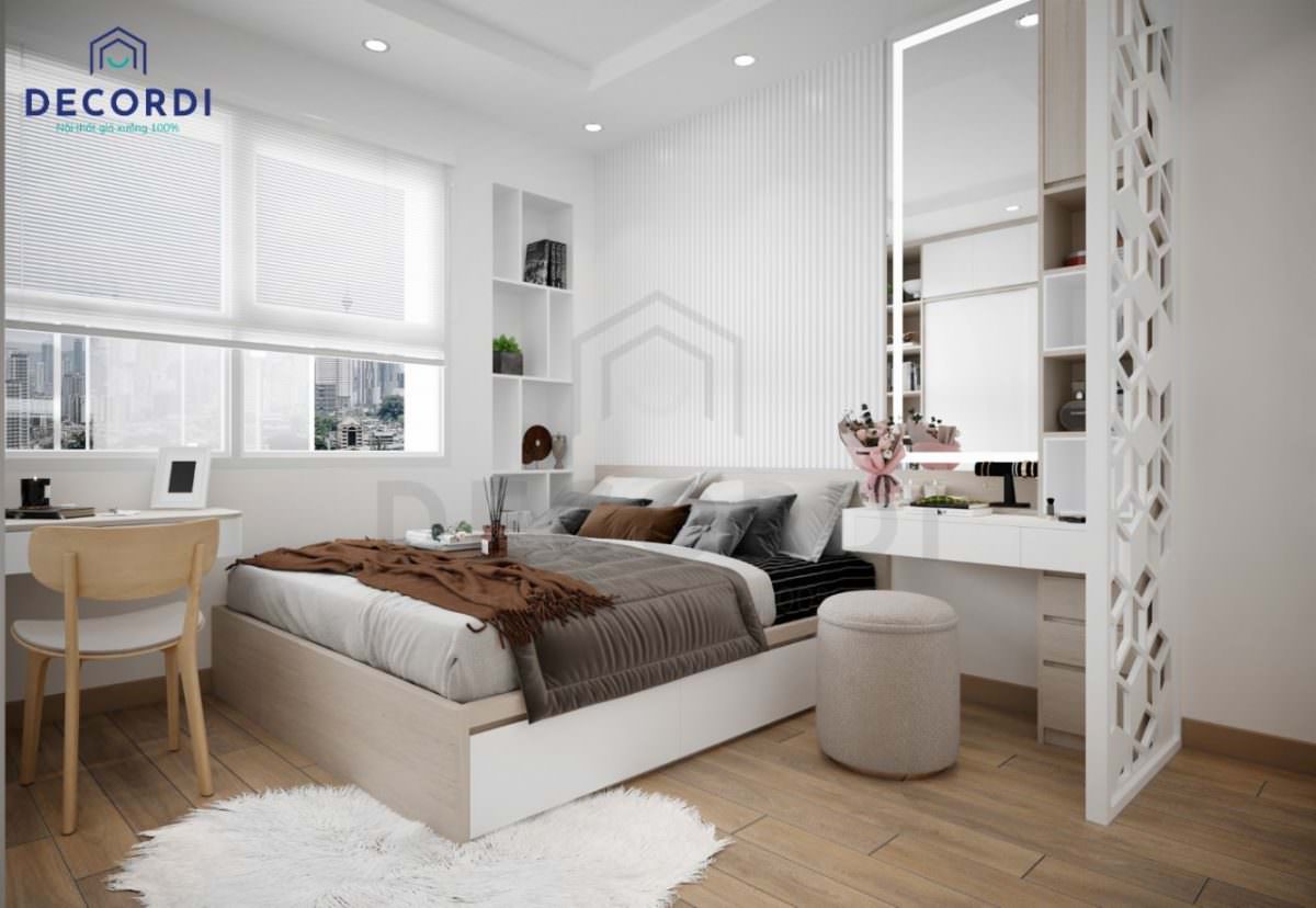 Phòng ngủ hiện đại với gam màu trắng nhã nhặn