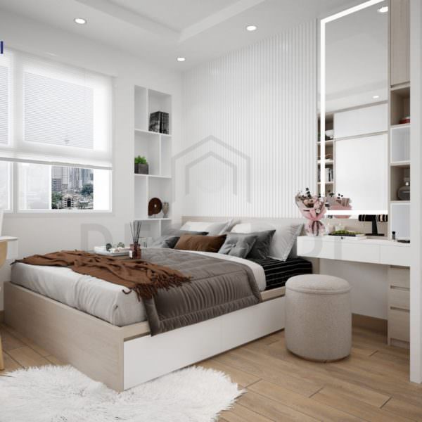 Phòng ngủ hiện đại với gam màu trắng nhã nhặn