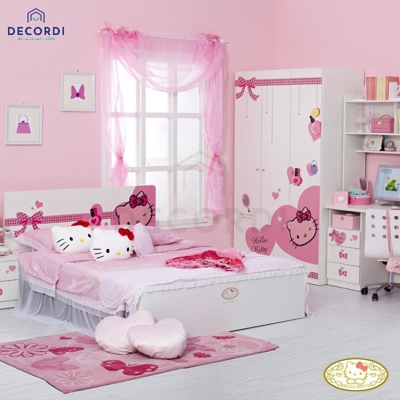 Trang trí phòng ngủ Hello Kitty cho các bé gái đẹp mộng mơ