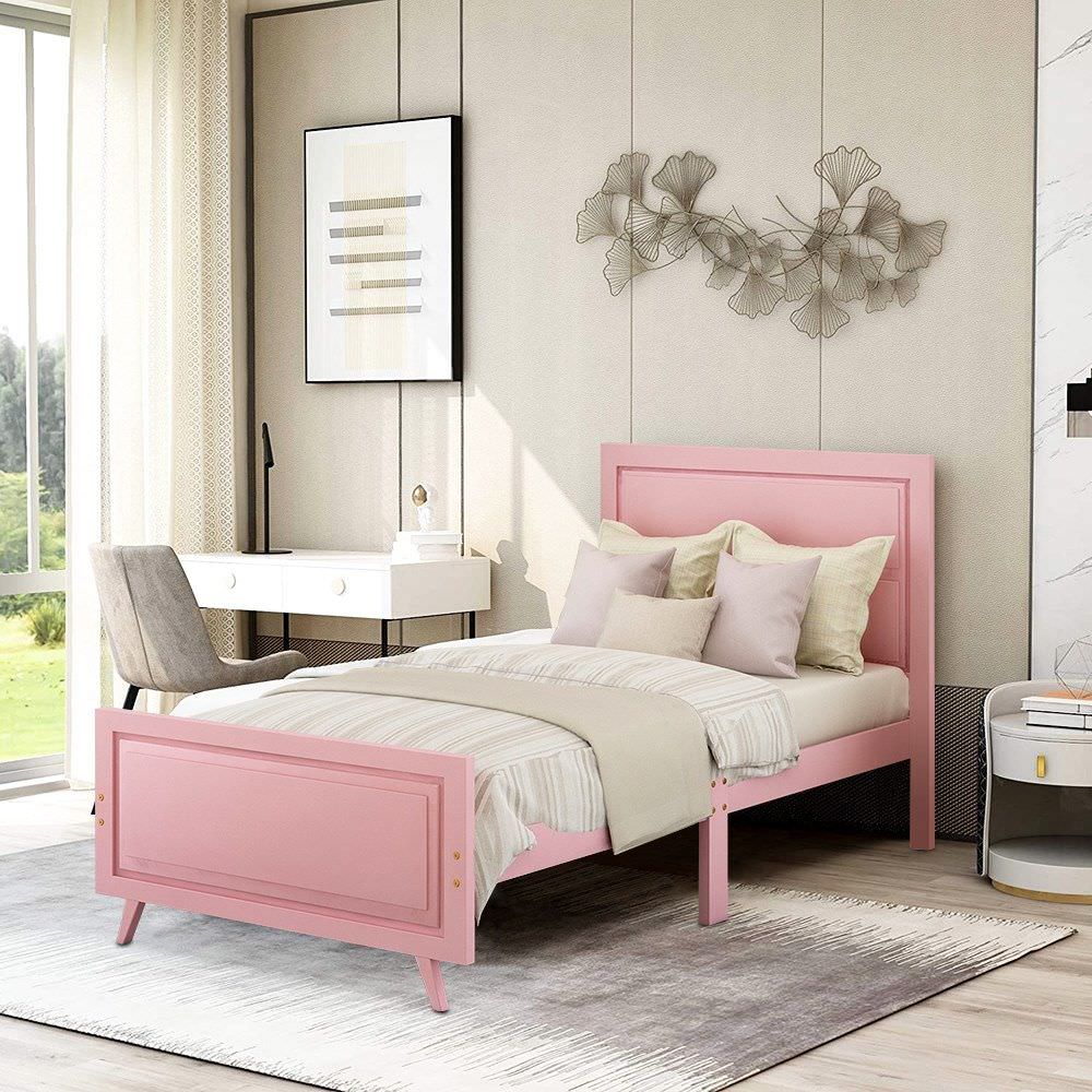Mẫu giường đơn gấp gọn sơn màu hồng ngữ tính với kích thước 1m2