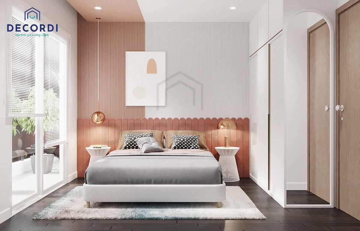 Thiết kế phòng ngủ lãng mạn với tông màu cam cá tính