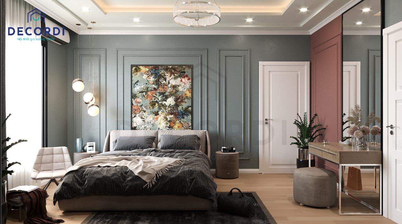Tông màu hài hoà giữa đồ nội thất cũng như màu sơn tường sẽ đem đến sự dễ chịu