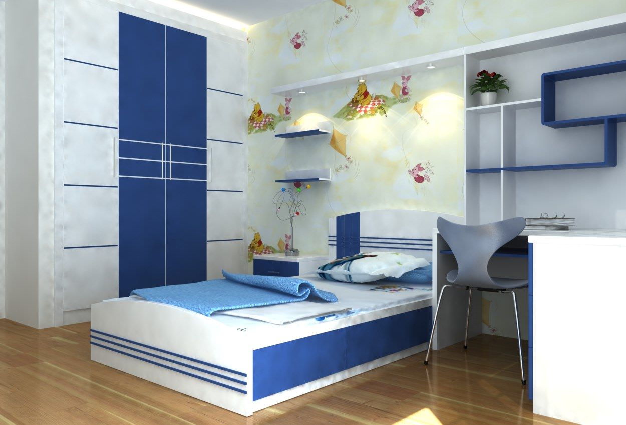 Giường ngủ hiện đại chất liệu nhựa đài loan cao cấp được sơn màu xanh năng động