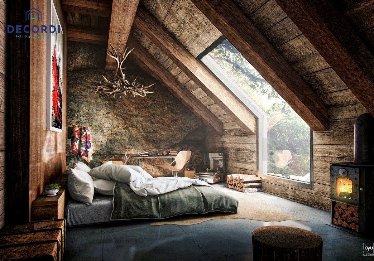 Thiết kế phòng ngủ không giường ở tầng gác mái đậm chất vintage và rustic