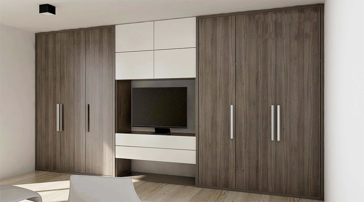 Lựa chọn kiểu dáng tủ quần áo kết hợp kệ tivi theo phong cách thiết kế của căn phòng
