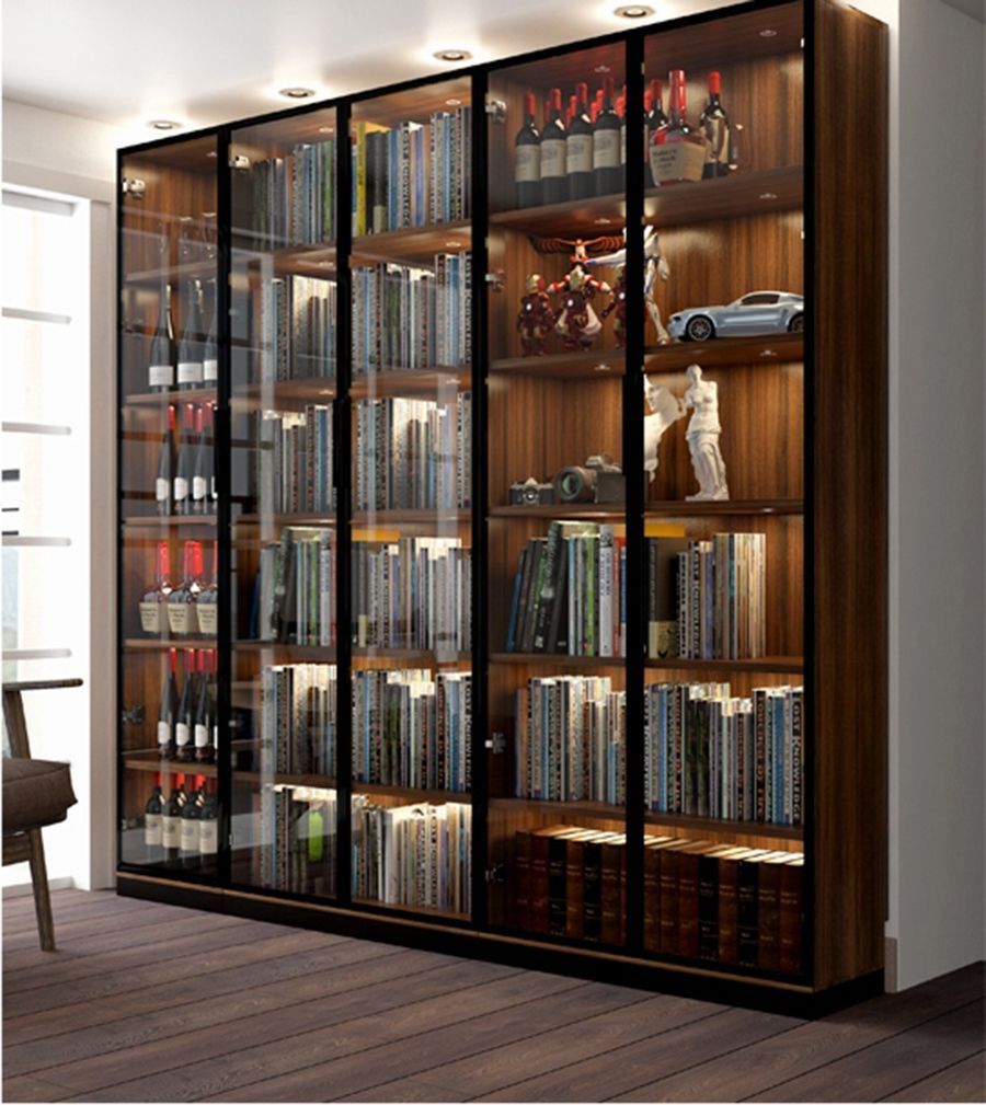 Tủ trang trí kết hợp trưng bày rượu và sách 