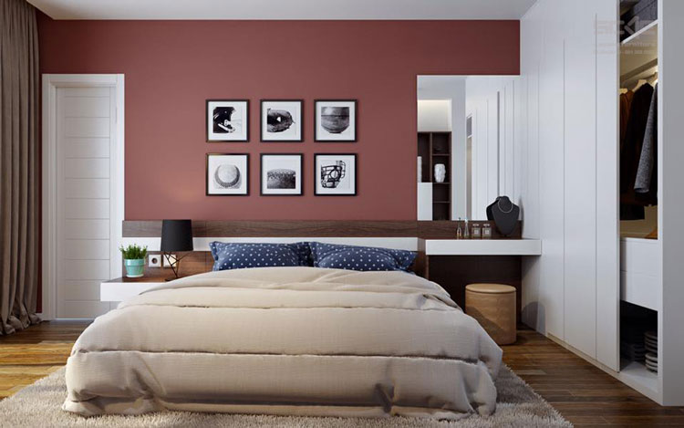 Tăng tính thẩm mỹ cho phòng ngủ màu nâu bằng các vật dụng trang trí
