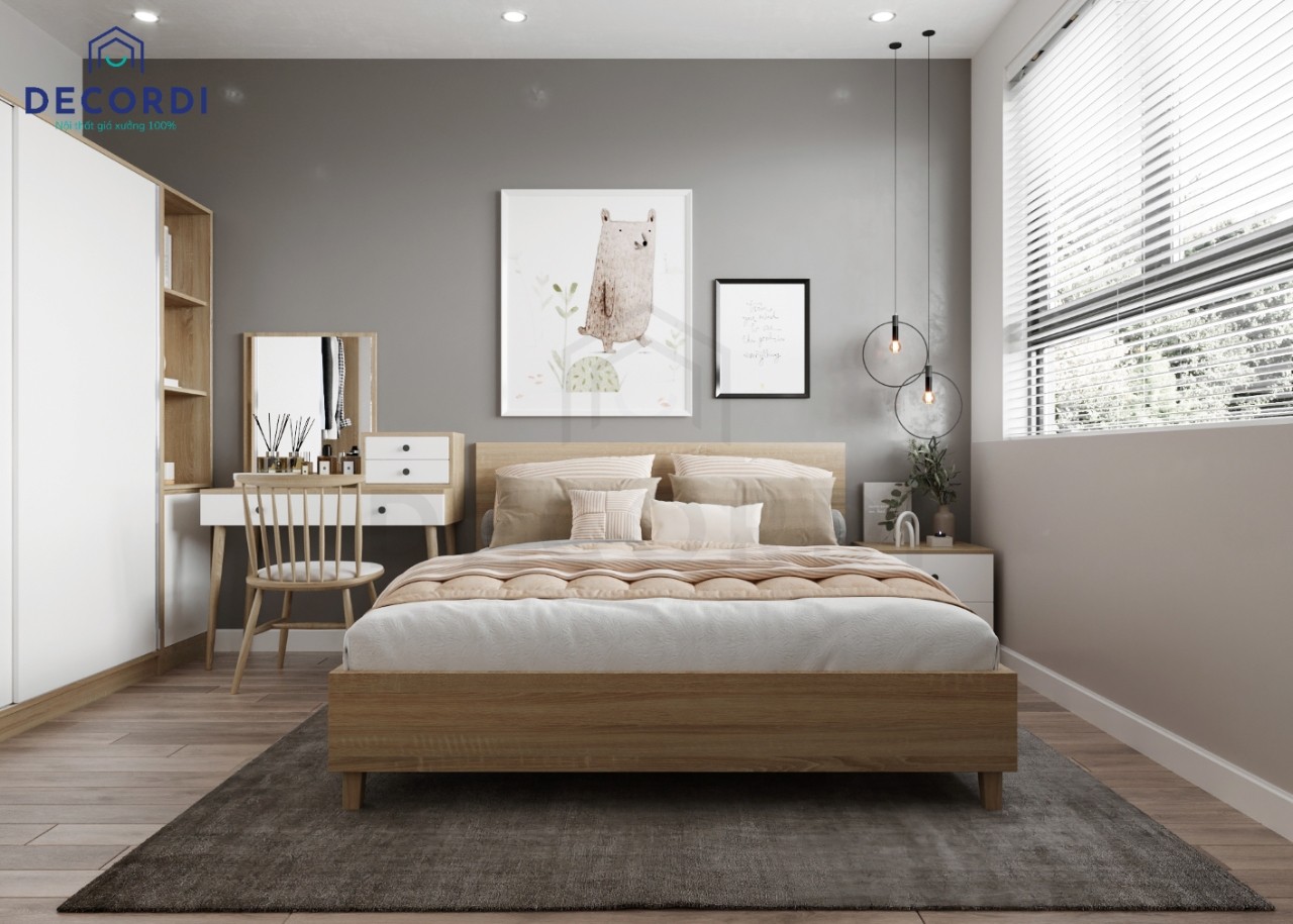 Mẫu thiết kế phòng ngủ sử dụng sơn xám chủ đạo tạo cảm giác mạnh mẽ, hiện đại 