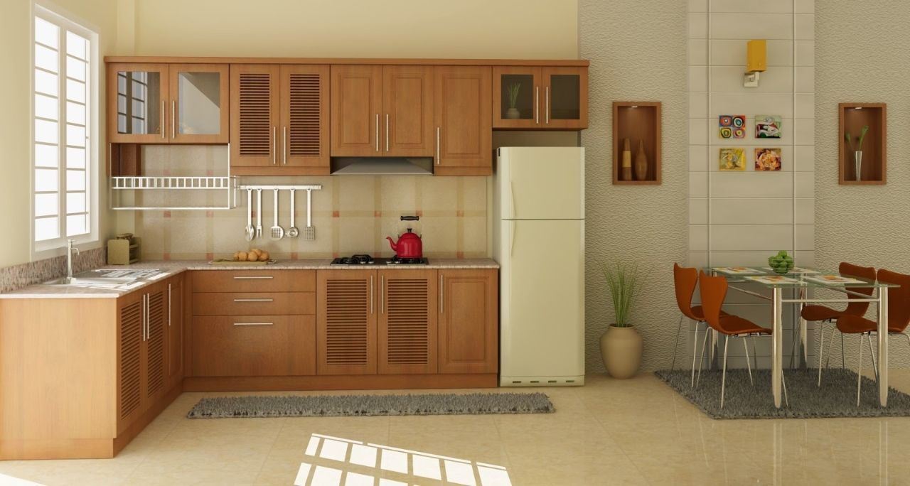 Thiết kế nhà bếp có cửa sổ mộc mạc, giản dị