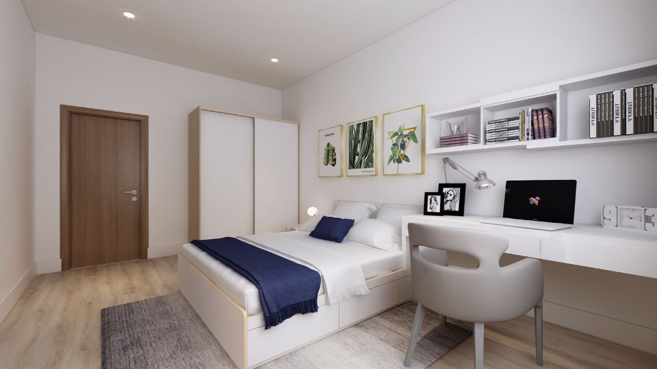 Phòng ngủ đẹp với thiết kế đơn giản cho người mệnh Kim