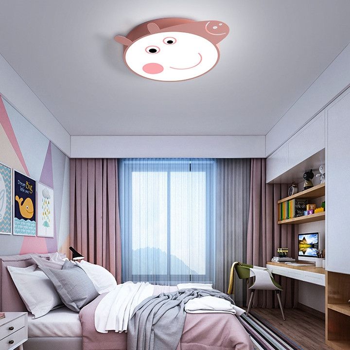 Đèn ốp trần phòng ngủ hình mặt cười màu hồng ngộ nghĩnh cho bé gái