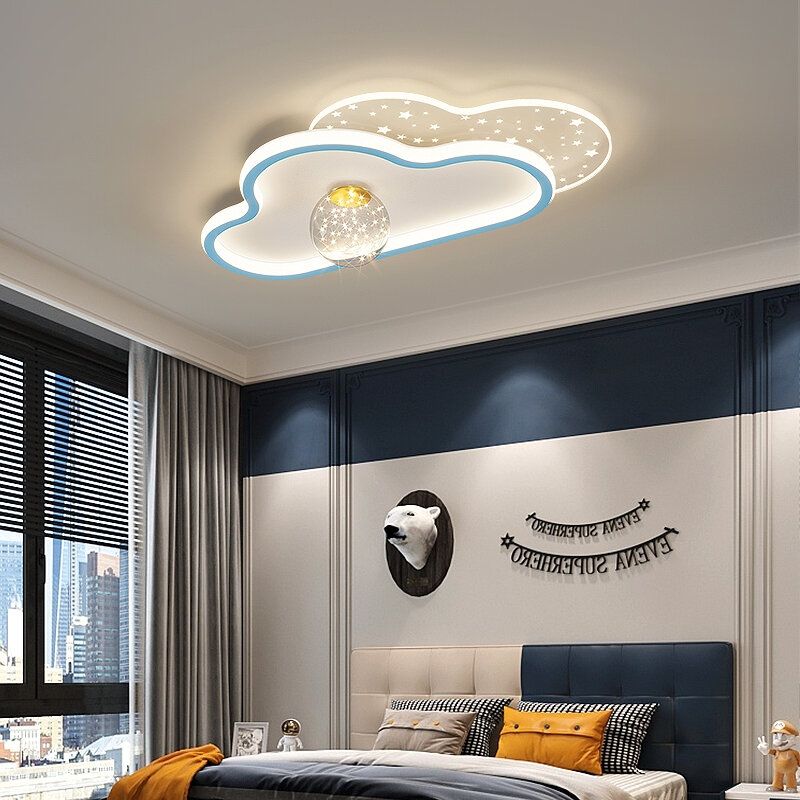 Đèn ốp trần phòng ngủ hình đám mây xanh