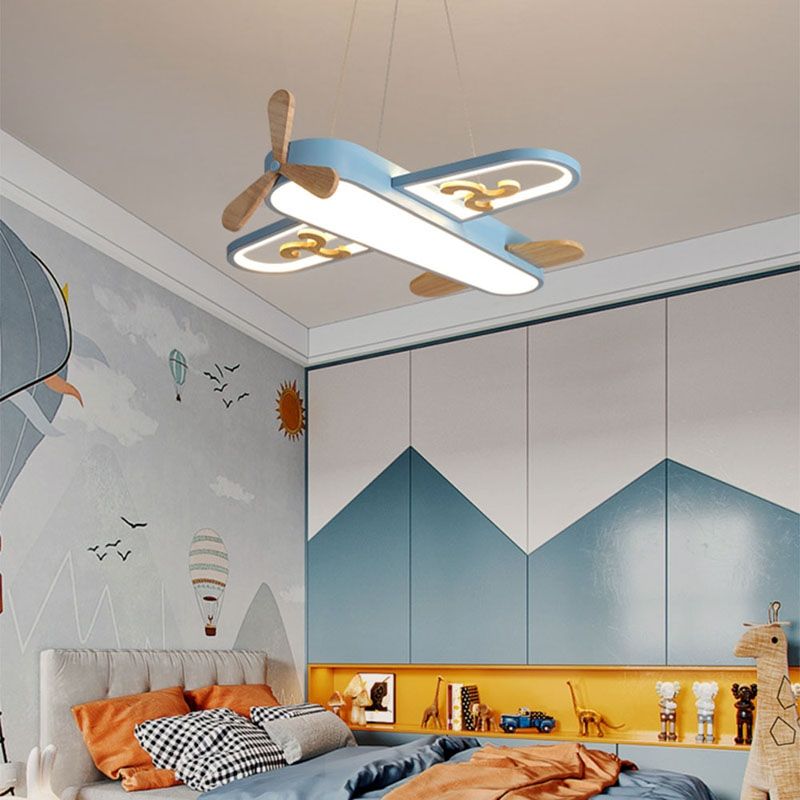 Đèn ốp trần phòng ngủ máy bay xanh cho bé trai