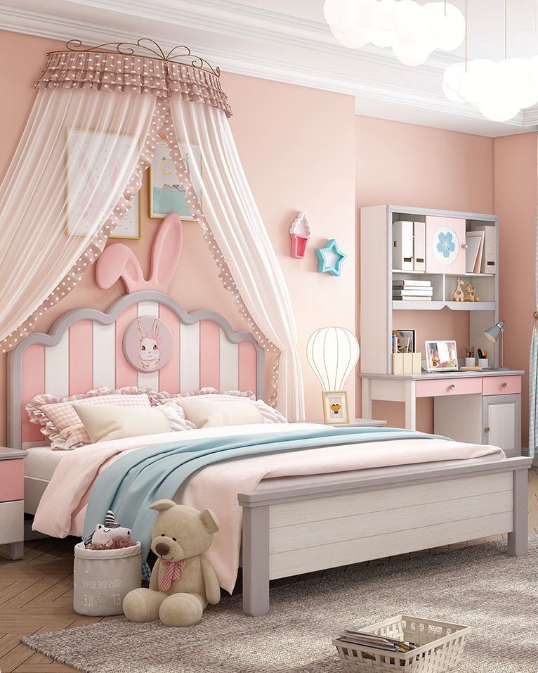 Phòng ngủ màu hồng kẹo bông cho bé