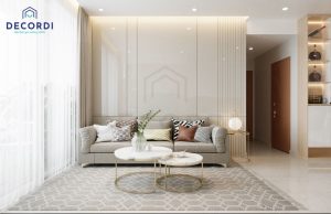 Thiết kế nội thất phòng khách chung cư với tông màu nude sang trọng