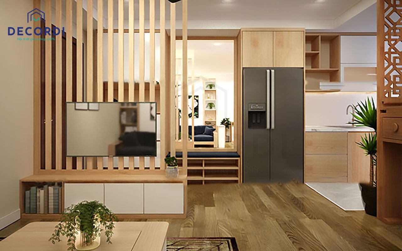 Vách ngăn phòng khách bếp giúp phân chia không gian khéo léo