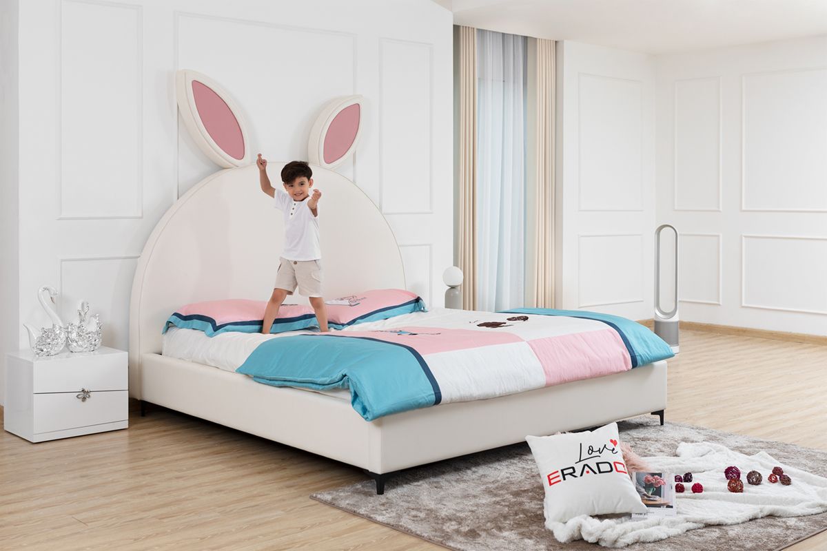 Giường ngủ công chúa hình tai thỏ màu trắng dễ thương
