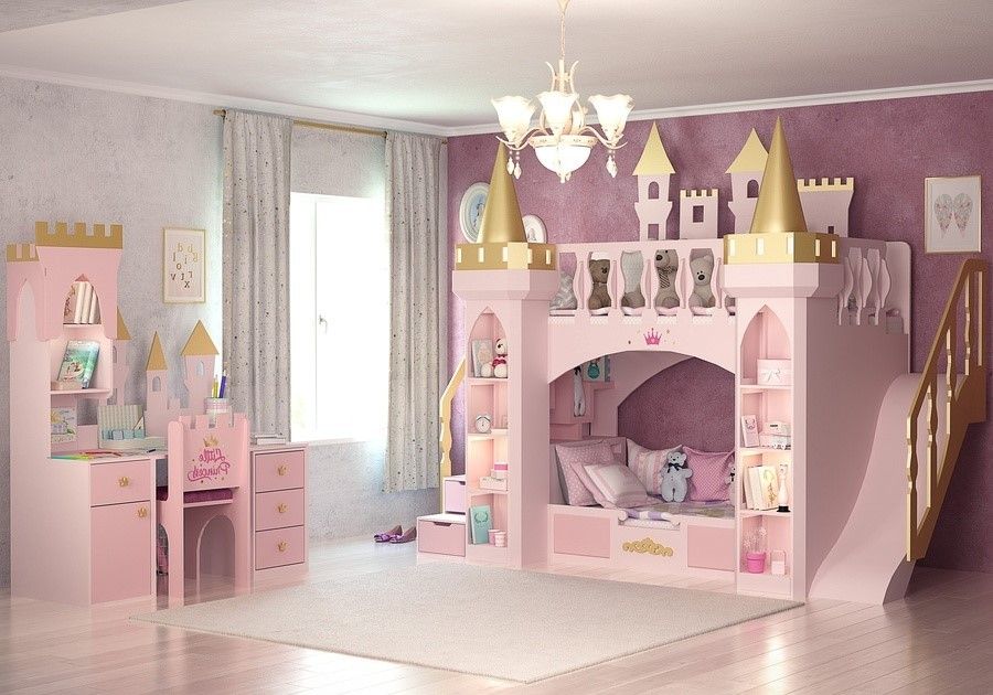 Thiết kế giường tầng lâu đài dành cho công chúa nhỏ