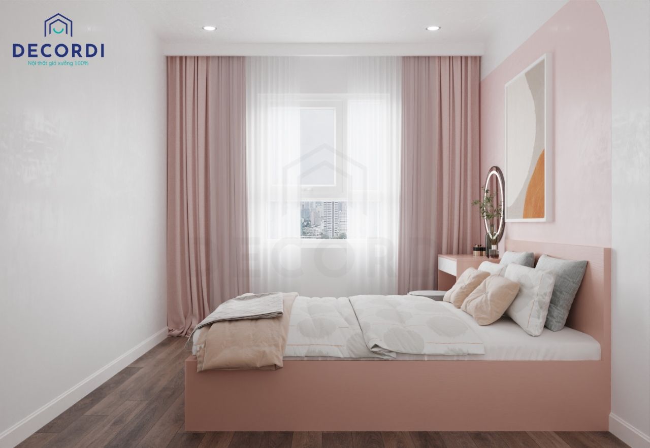 Sử dụng rèm cửa 2 lớp tông hồng tối ưu ánh sáng tự nhiên cho gian phòng thêm tươi sáng hơn