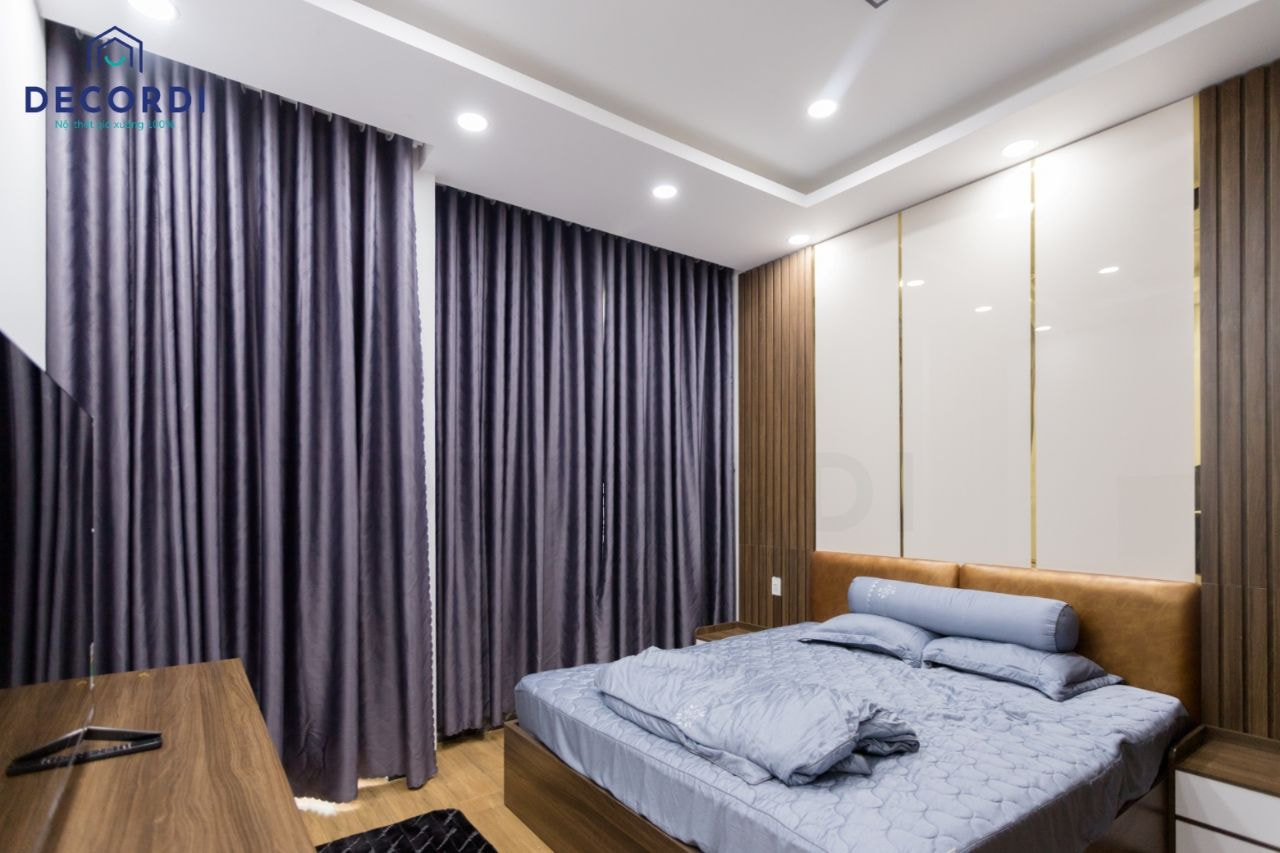 Thi công nội thất phòng ngủ đẹp hiện đại với chất liệu gỗ công nghiệp
