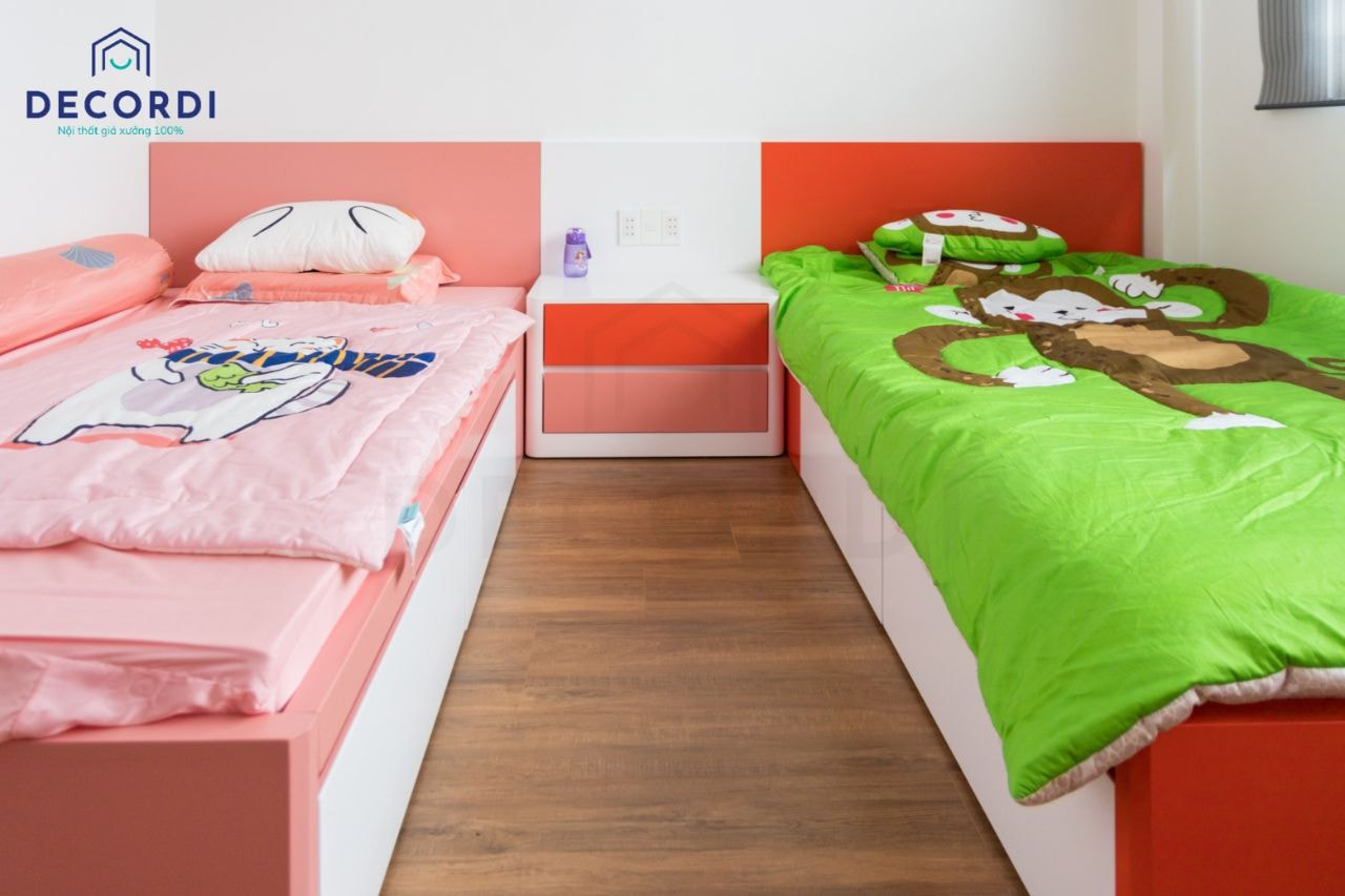Thi công 2 mẫu giường ngủ nhỏ gọn với game màu theo sở thích của các bé
