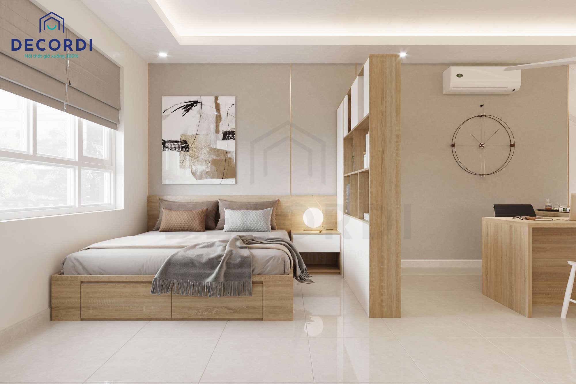 Giường ngủ có hộc kéo bằng gỗ công nghiệp siêu bền